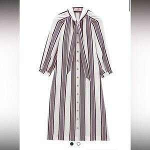 NWT Buru x Val Bow Housecoat Dress in Black & White Stripe Size 1X